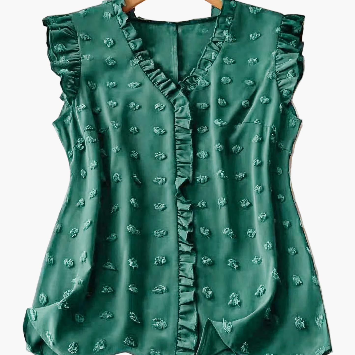 Dam Elegant Blus med Volangdetaljer och V-ringning för Vardagsbruk