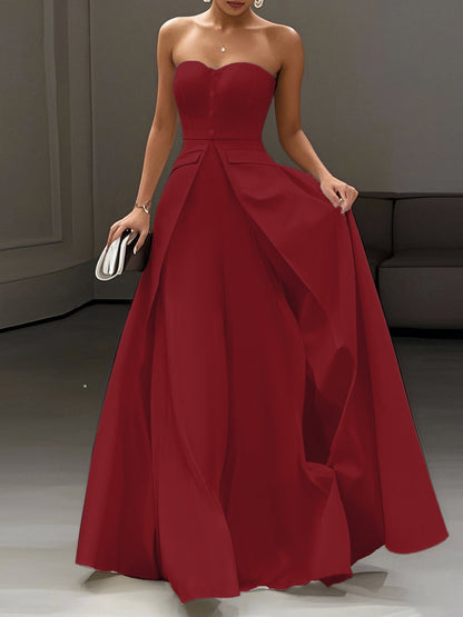 Dam Elegant Aftonklänning Bandeau Stil Fest och Gala