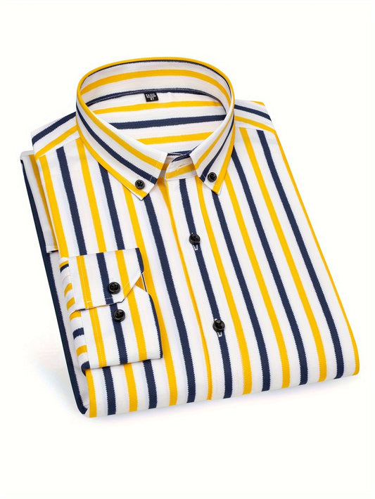 Herrskjorta Slim Fit Randig Stil för Vardagsbruk och Utekvällar
