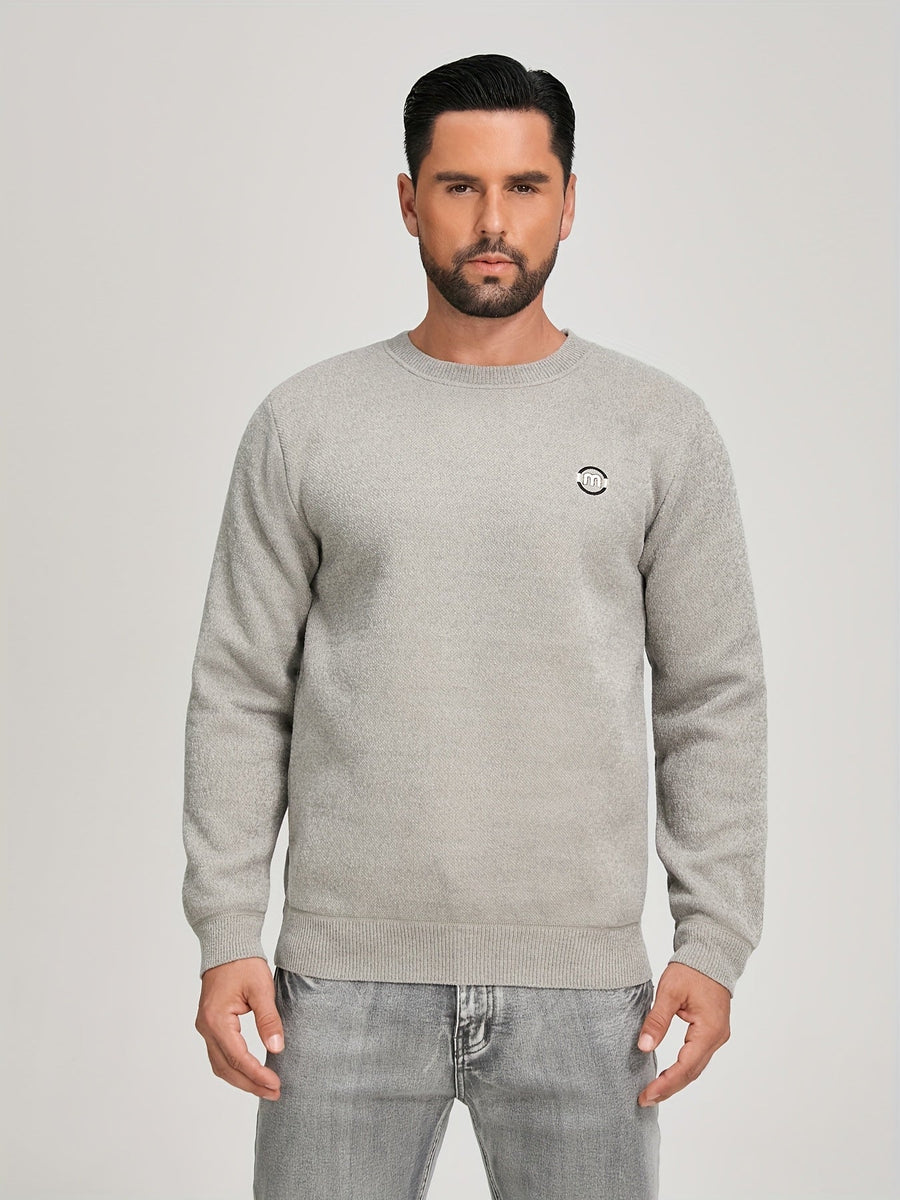 Mjuk Sweatshirt med Rund Hals och Fodrad Insida, Herr