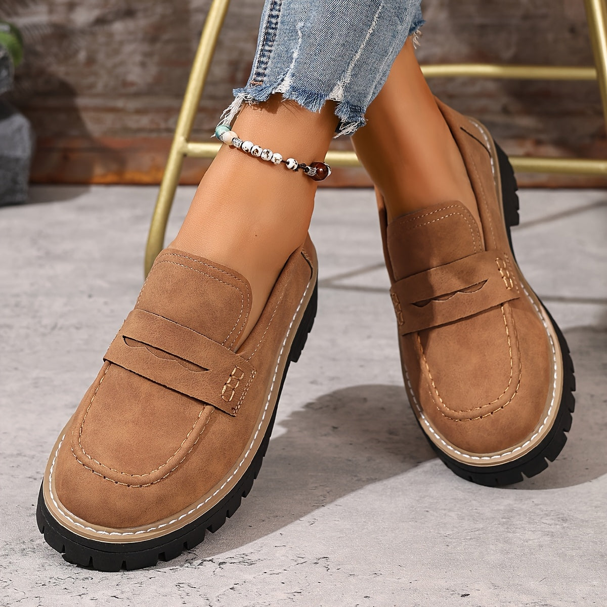 Damloafers med grov sula och modern design – Perfekta vardagsskor för stil och komfort