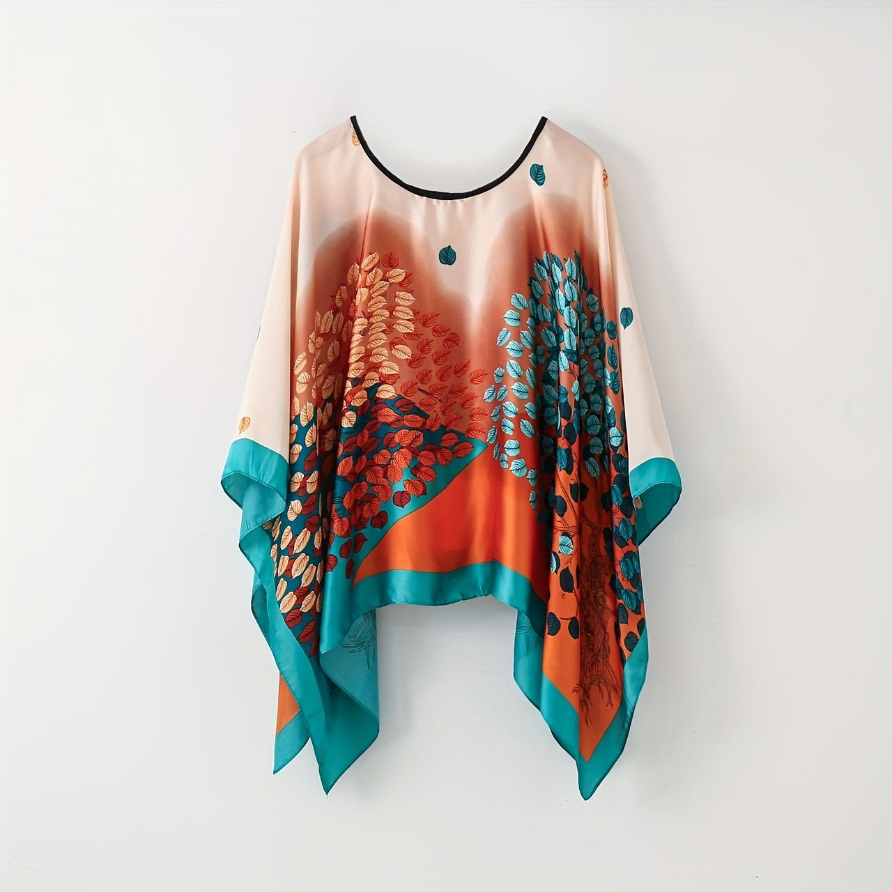Dam Poncho Topp Boho Stil Perfekt för Strand och Fritid