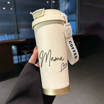 Kaffemugg med text 'Mama' – Perfekt present för kvinnor, modern och praktisk termosmugg för kaffe och te