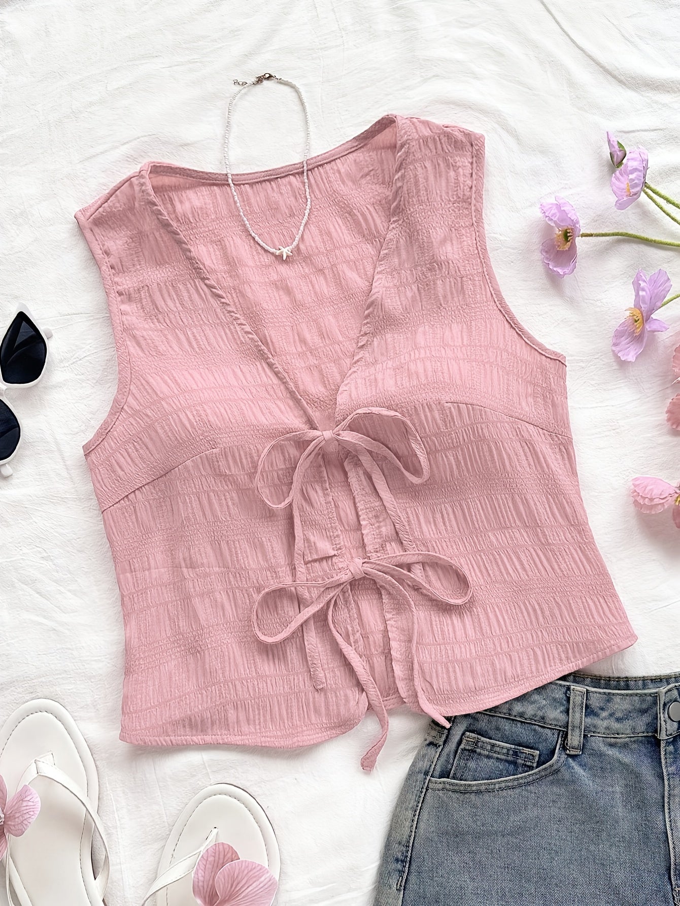 Dam Väst med Knytband och Boho-Design för Avslappnade Sommaroutfits