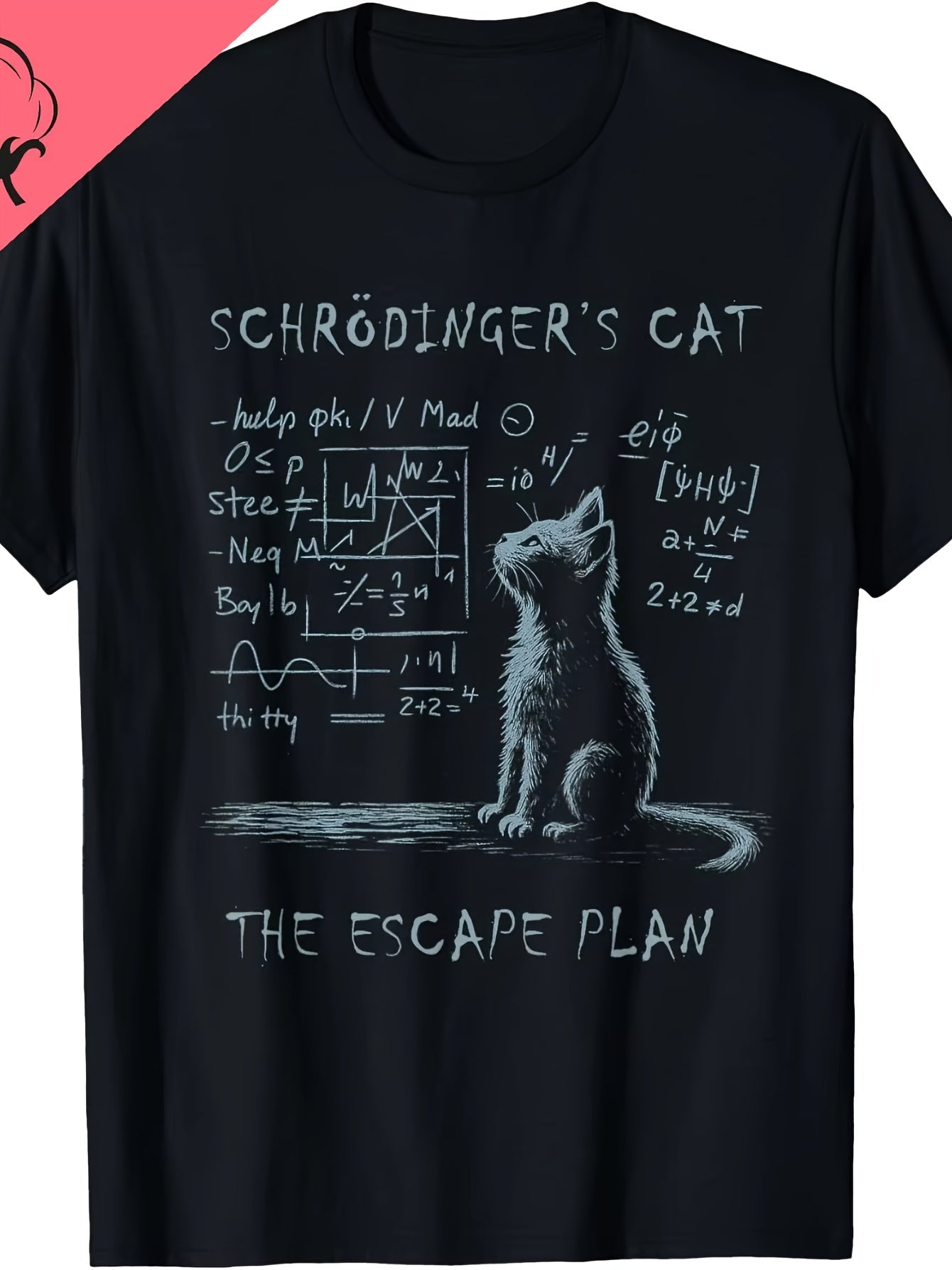 Herr T-shirt med Schrödingers Katt Fysik Humor – Vetenskaplig och Rolig Design