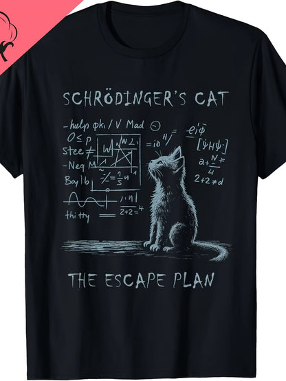 Herr T-shirt med Schrödingers Katt Fysik Humor – Vetenskaplig och Rolig Design