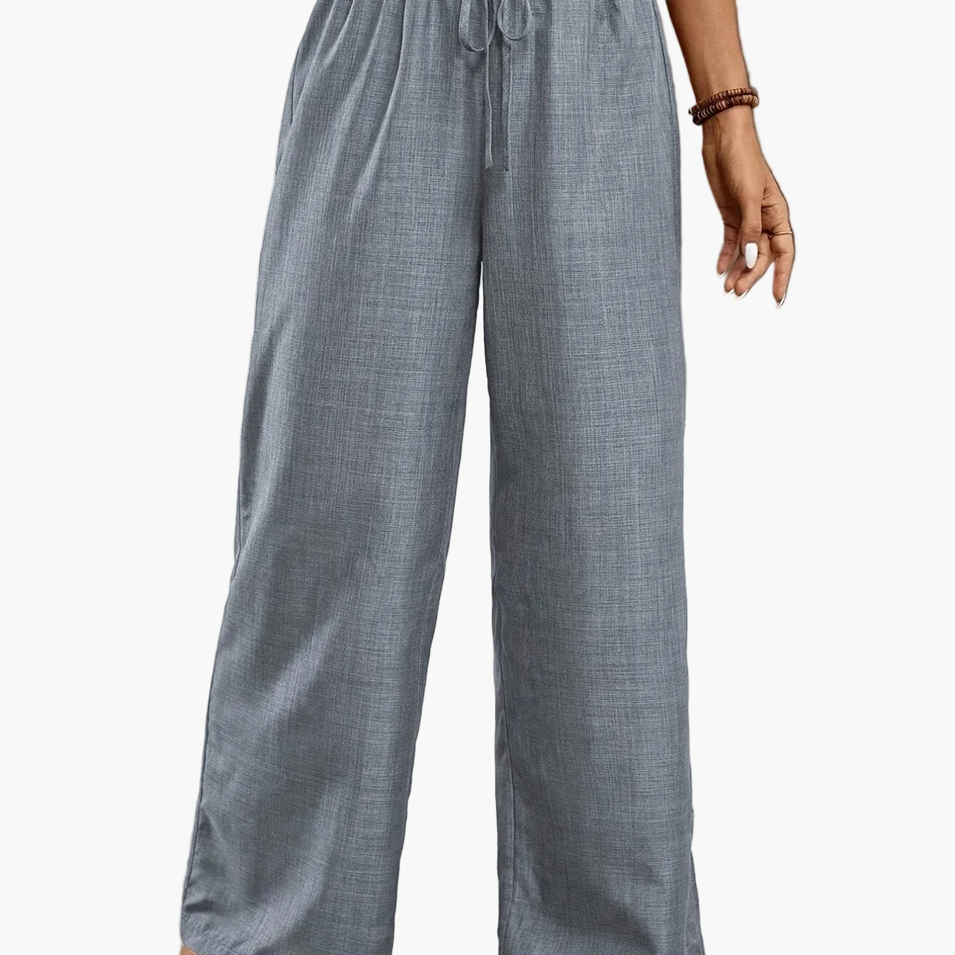 Dam Eleganta Vida Byxor med Smockad Midja för Avslappnad och Stilren Look