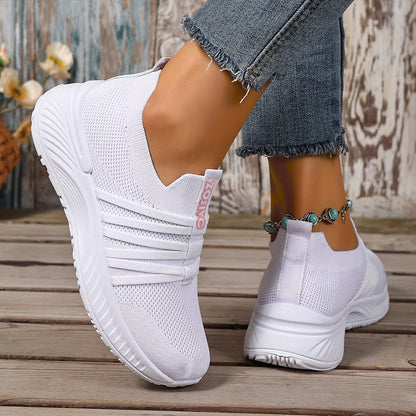 Dam Sneakers Slip-on Sportiga Vardagsskor Låg Modell – Trendig Randig Design