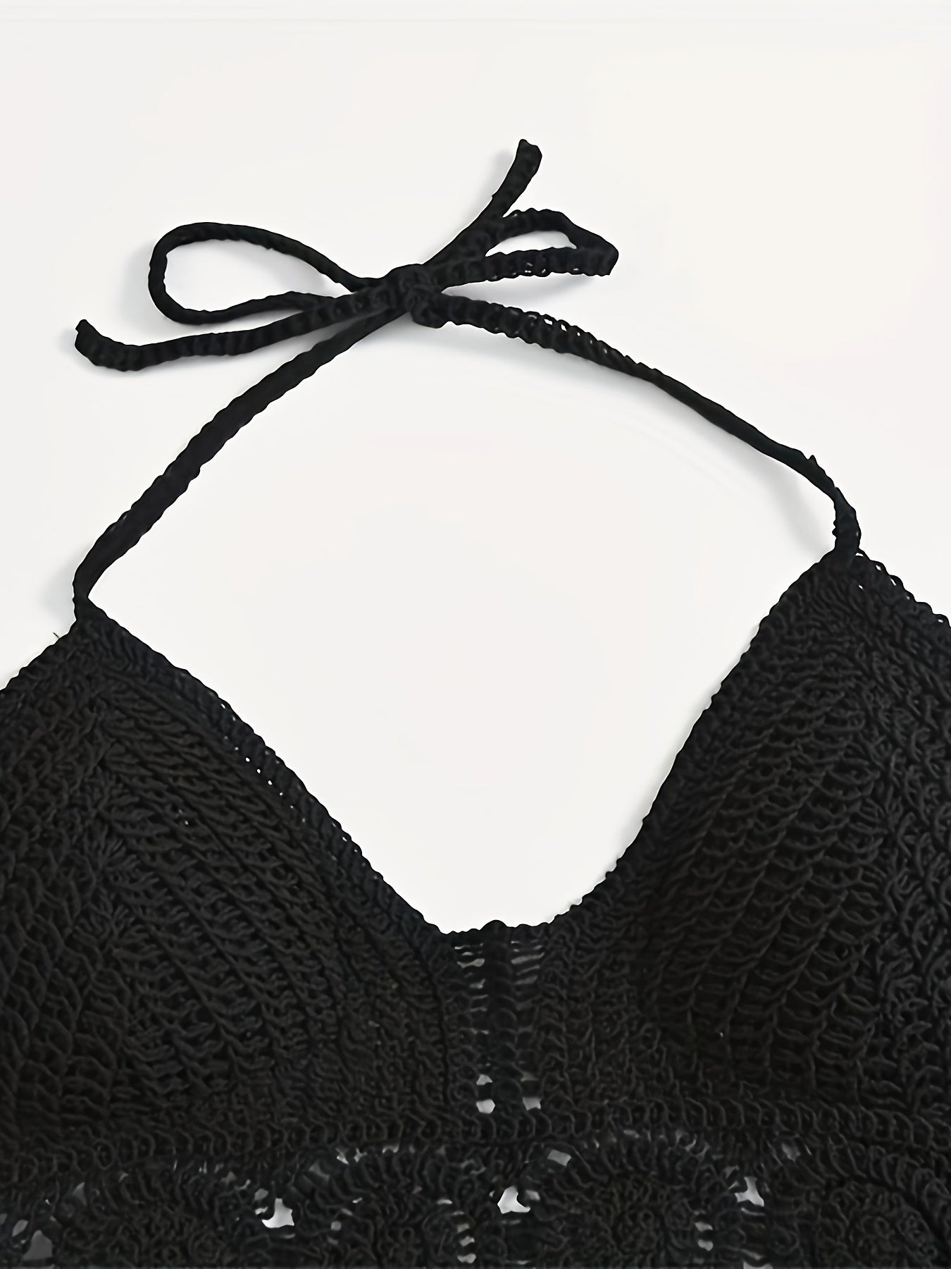 Dam Halterneck Virkad Boho Top för Festival och Strand