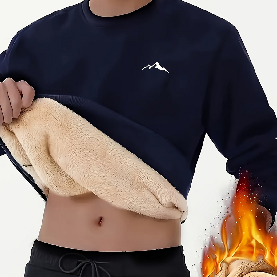 Unisex sweatshirt med borstat foder, bergslogga och rund hals