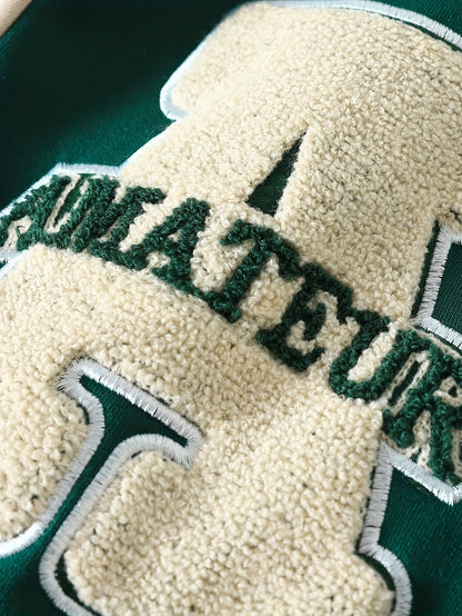 Herrarnas sportiga varsity set med tryck och avslappnad stil