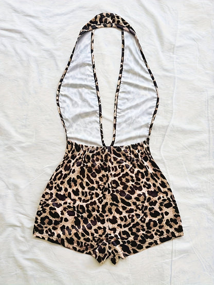 Dam Playsuit Djurmönstrad Halterneck Djärv Sommarfest Look