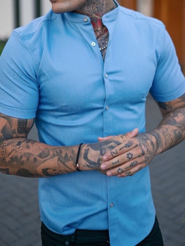Martin – Slim Solid Color Cardigan Kortärmad Skjorta