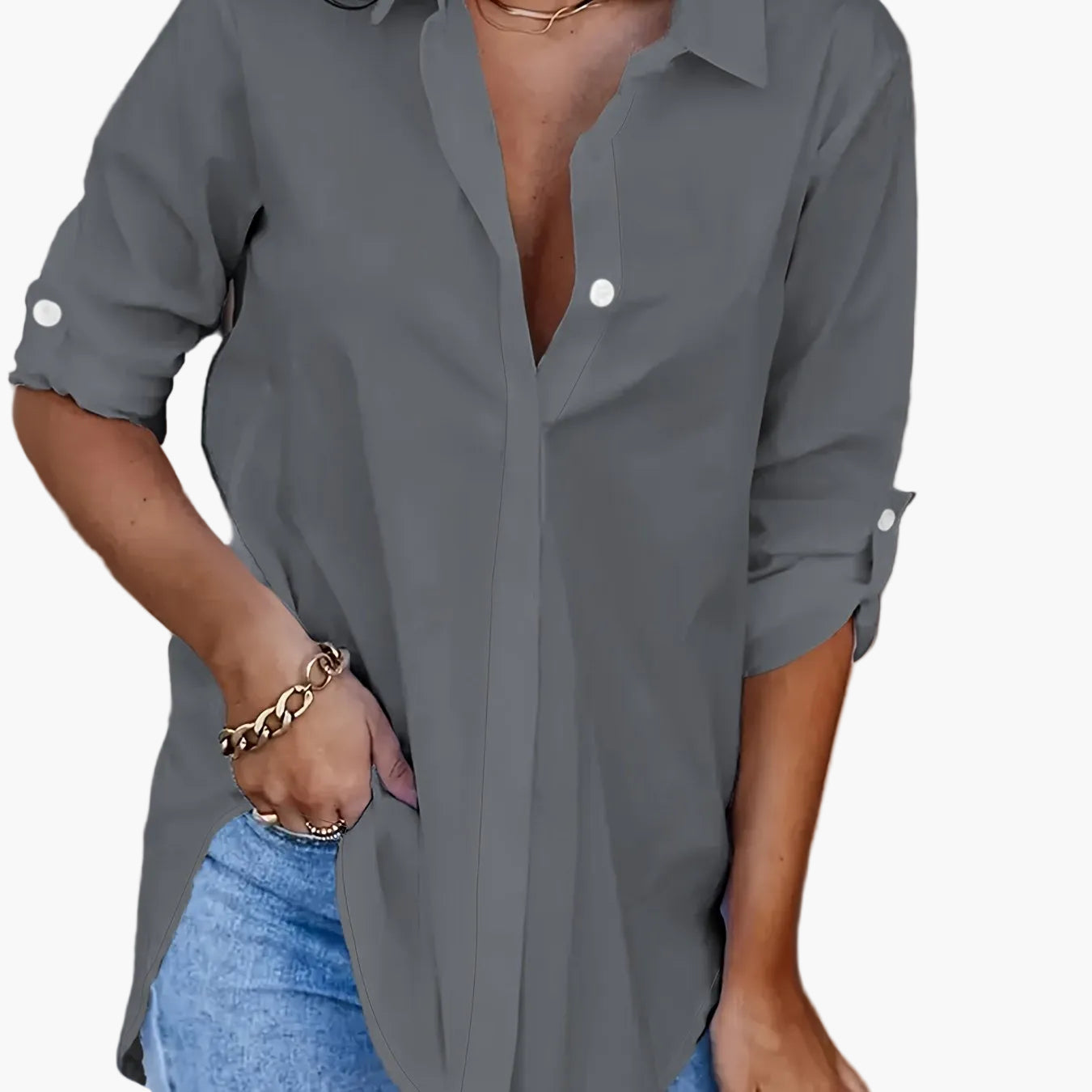 Dam Skjorta Oversized Långärmad Casual Vardagsstil
