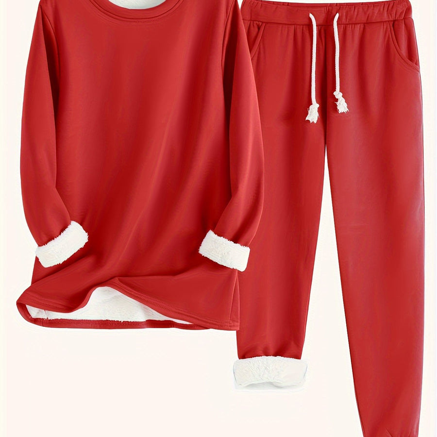 Women's Fleece-Lined Sweatshirt & Jogger Set