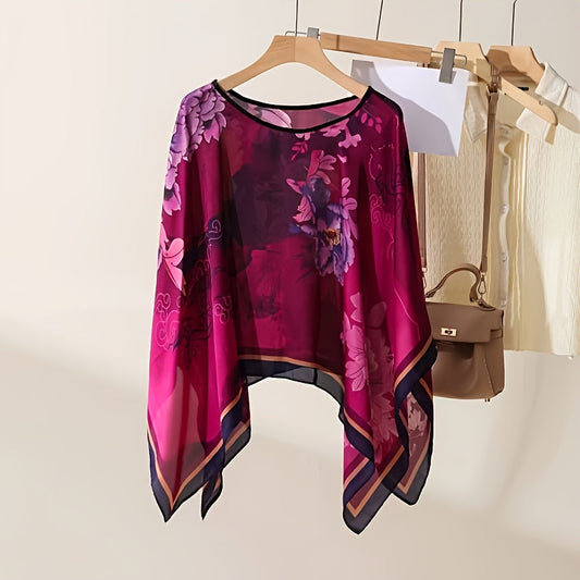Dam Poncho Topp Boho Stil Perfekt för Strand och Fritid