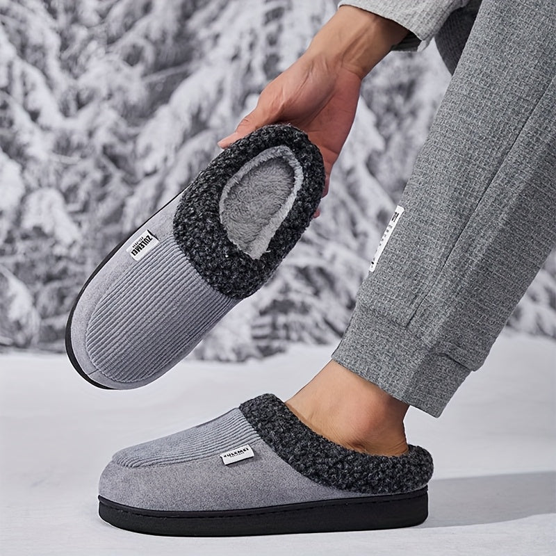 Mjuka tofflor med fuskpälsfoder och ribbad ovandel i textil