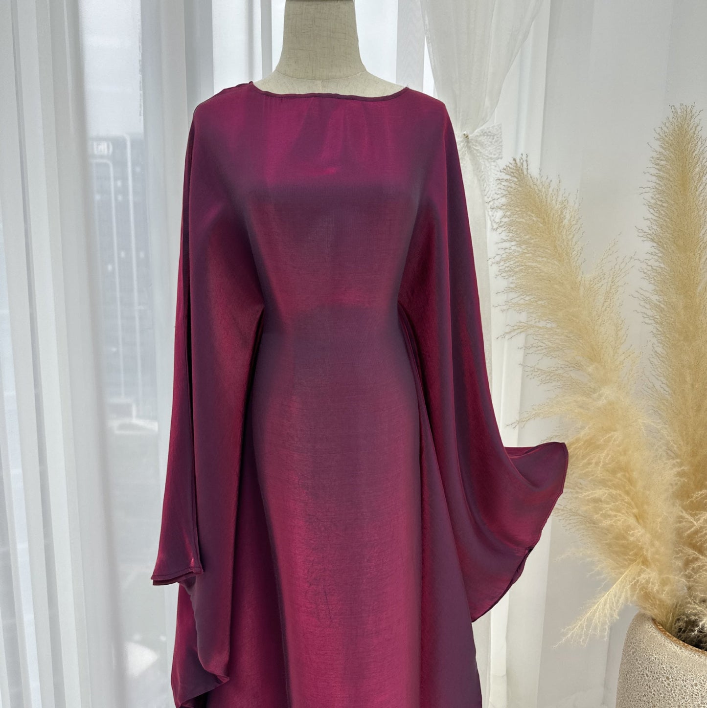 Dam Kaftan Festklänning Elegant Långärmad Lös Passform