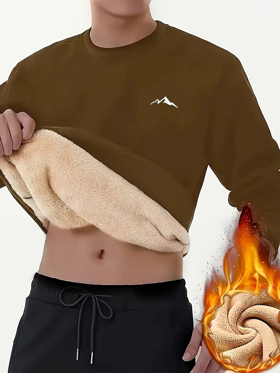 Unisex sweatshirt med borstat foder, bergslogga och rund hals