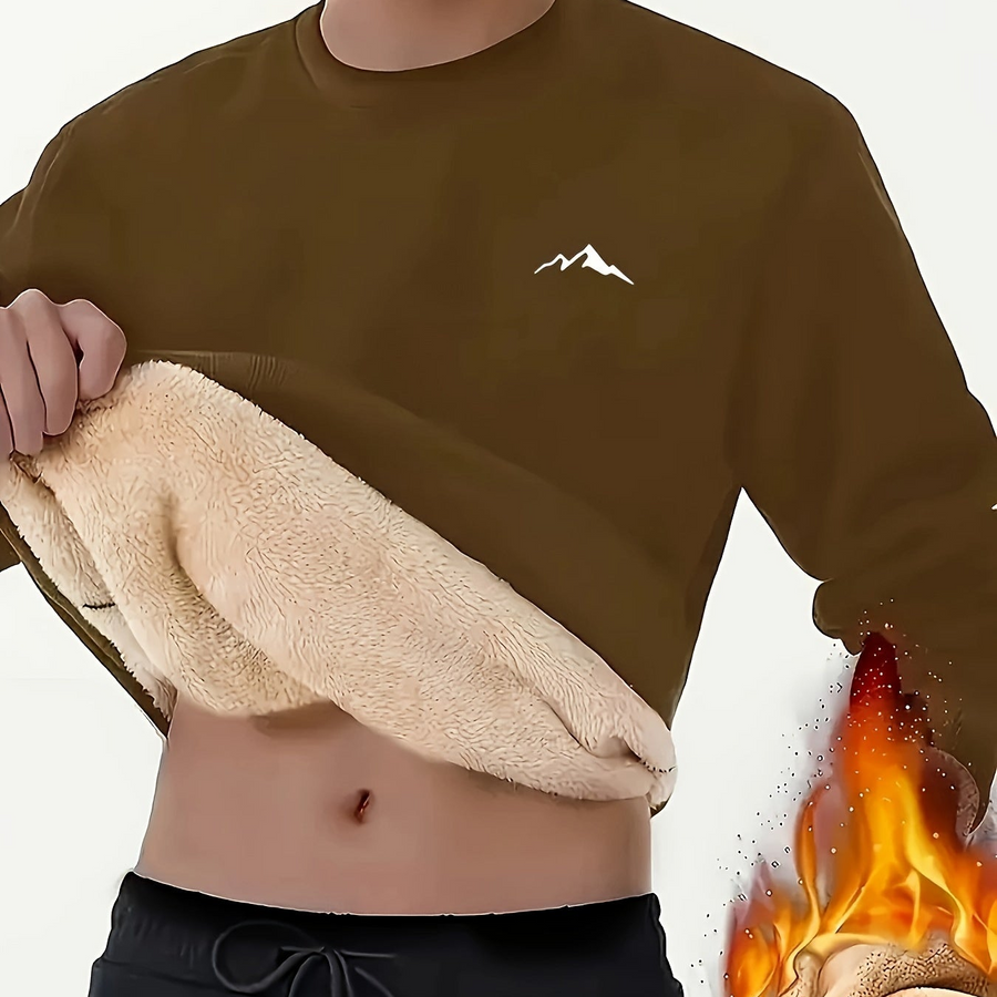 Unisex sweatshirt med borstat foder, bergslogga och rund hals
