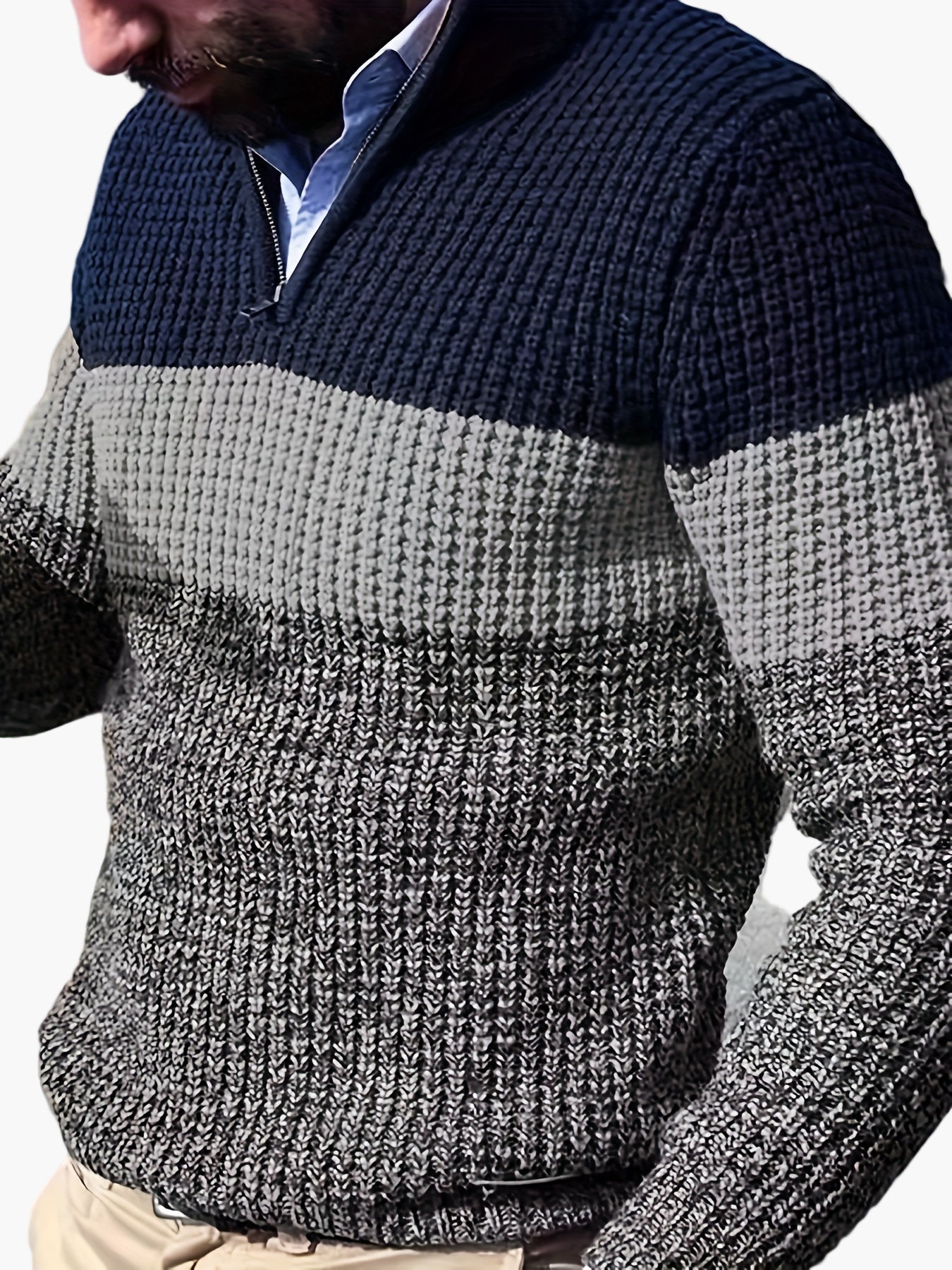 Herrtröja stickad med dragkedja – stilren och modern pullover för vuxna