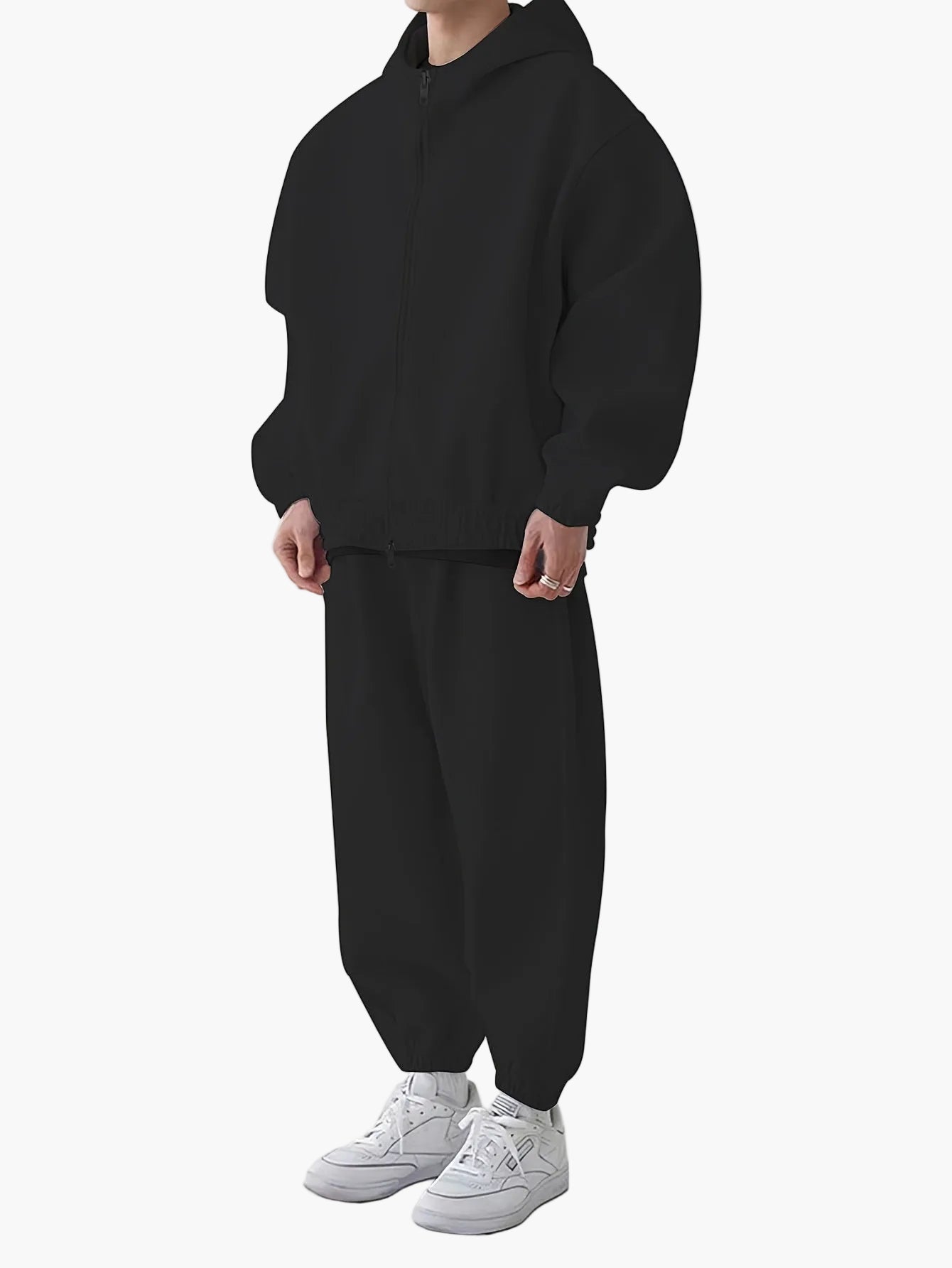 Herrarnas sportiga avslappnade set med hoodie och byxor – perfekt för träning och vardag