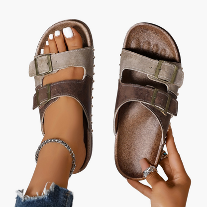 Dam Tofflor Retro Sandaler med Spänne och Platt Sula – Vardag & Sommar