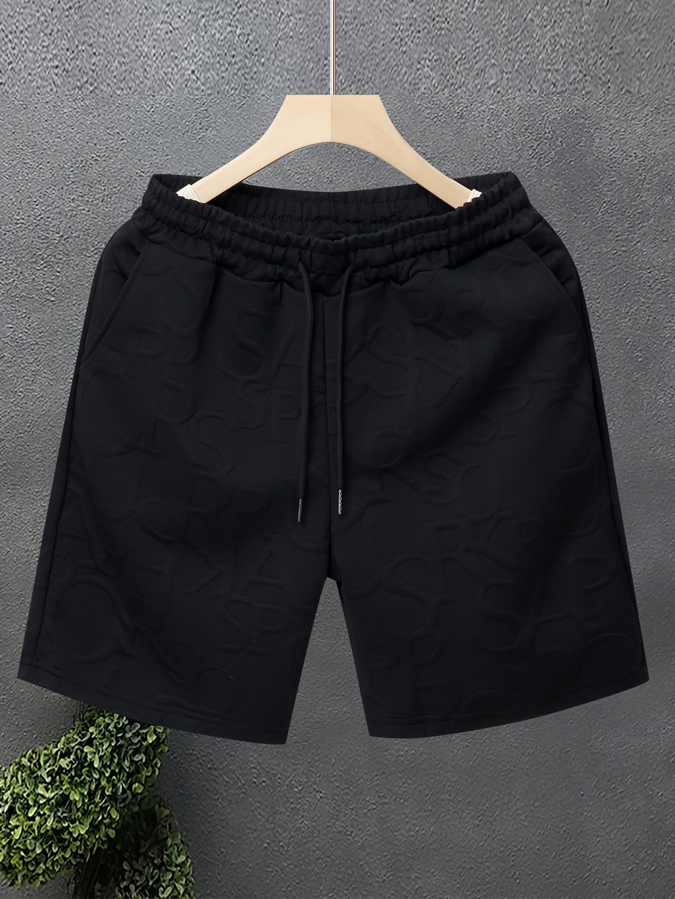 Herrshorts Avslappnad Stil Med Präglat Mönster För Fritid Och Träning