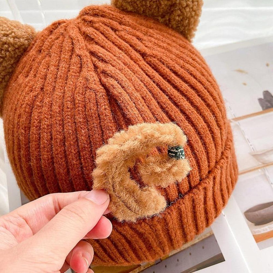 Ribbstickad Mössa med Kattöron, Varm Stickad Beanie