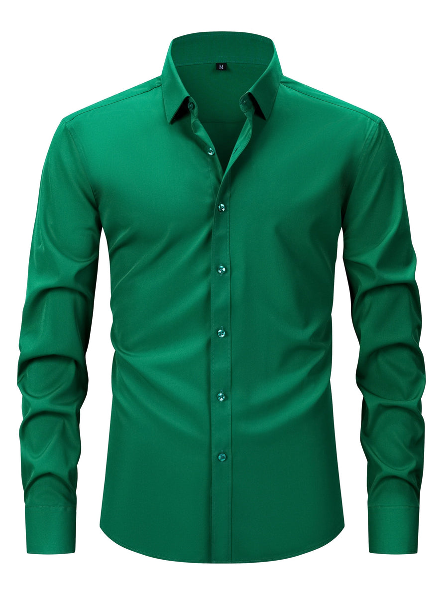 Herrskjorta Elegant Slim Fit Långärmad för Vardagsbruk och Fest