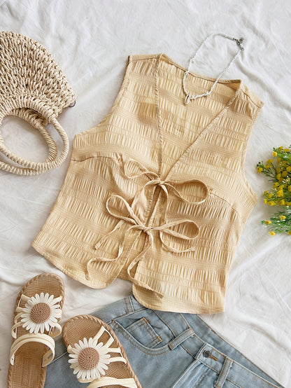 Dam Väst med Knytband och Boho-Design för Avslappnade Sommaroutfits