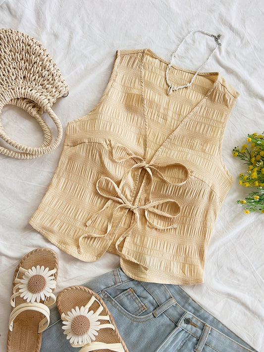 Dam Väst med Knytband och Boho-Design för Avslappnade Sommaroutfits