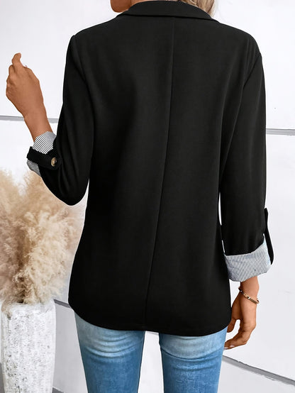 Dam Blazer Elegant Kavaj med Uppvikta Ärmar – Perfekt för Kontor och Vardag