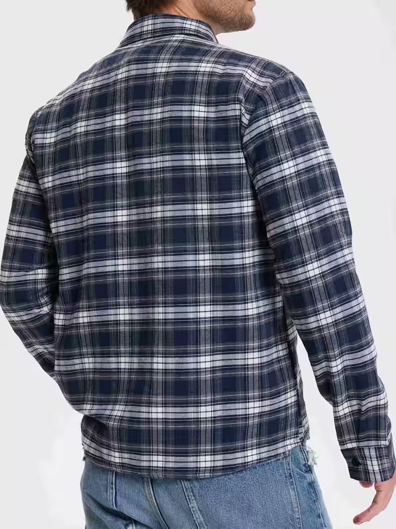 Herr Skjorta i Rutigt Mönster – Avslappnad Stil för Vardagsbruk