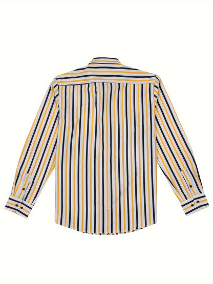 Herrskjorta Slim Fit Randig Stil för Vardagsbruk och Utekvällar