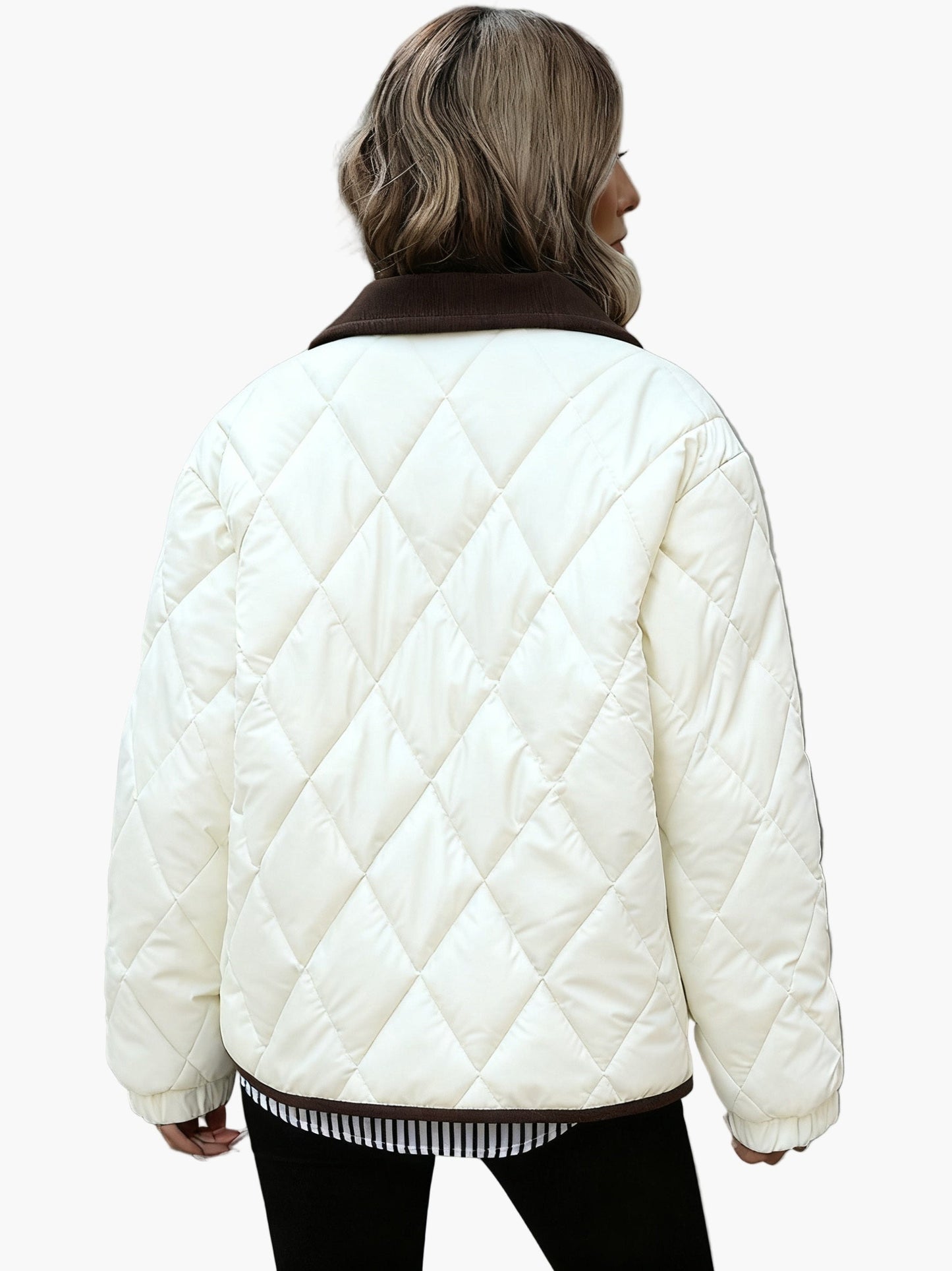 Dam Quilted Vintage Jacka för Vardagsbruk och Höstmode