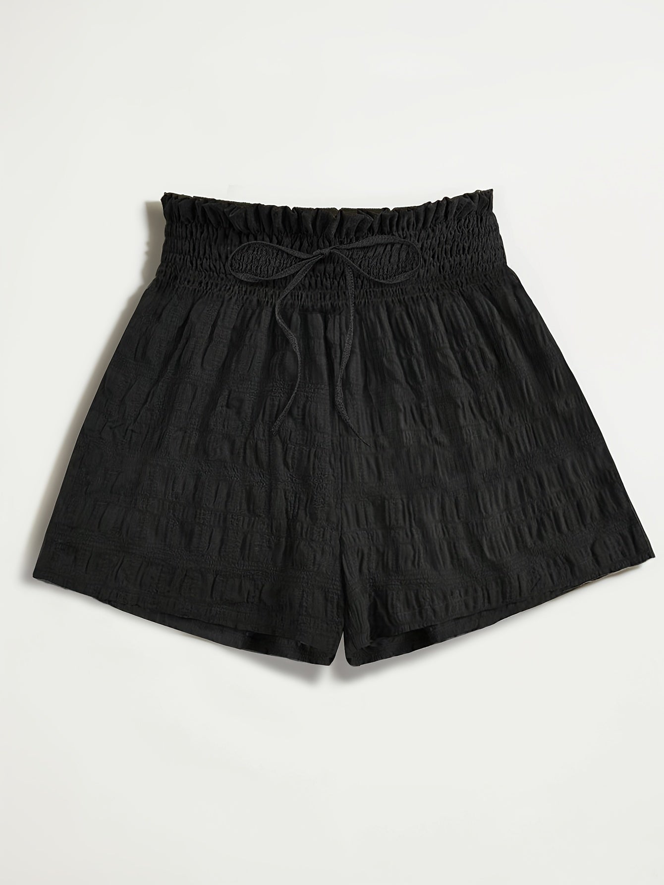 Damers avslappnade shorts med hög midja och smockad midjeresår – perfekta för sommar och vardag