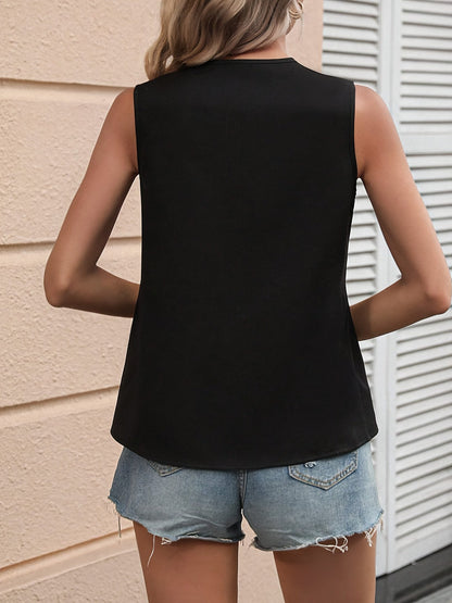 Dam Topp Elegant Asymmetrisk Ärmlös Sommarblus för Fritid och Fest