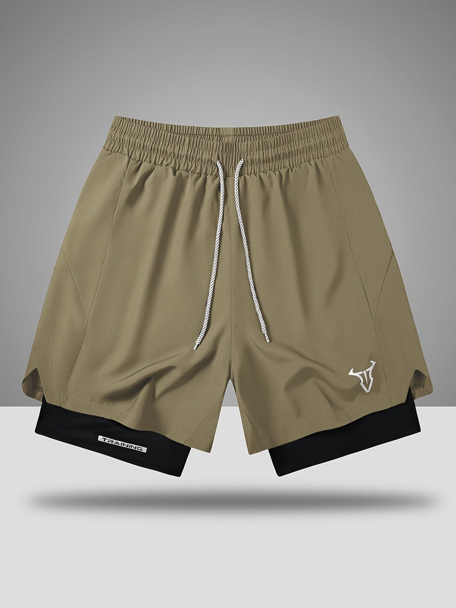 Herr Träningsshorts Sport Regular Fit med Fickor och Geometriskt Mönster