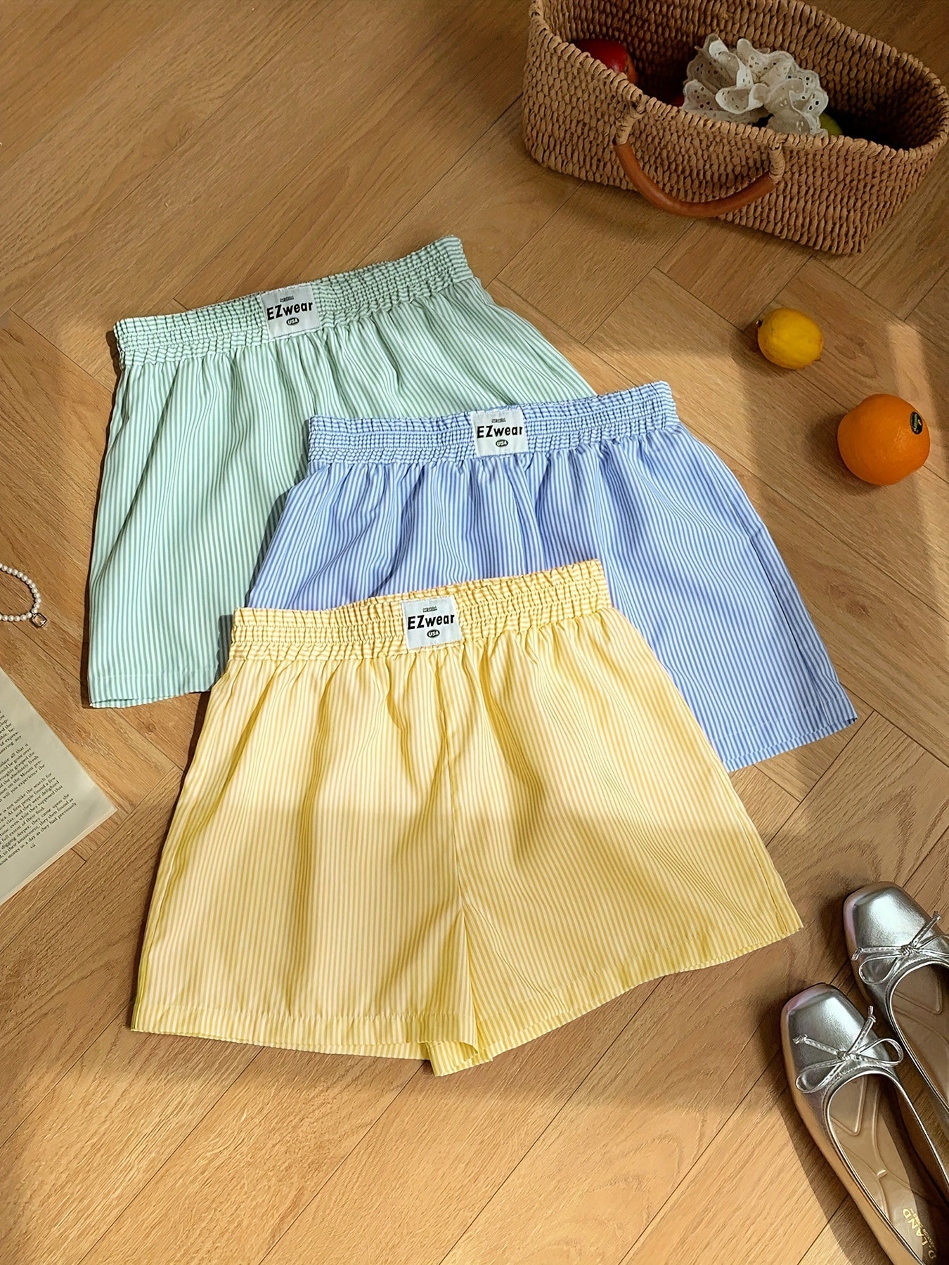 Damers randiga avslappnade pyjamasshorts – perfekt för vardagskomfort och sommar
