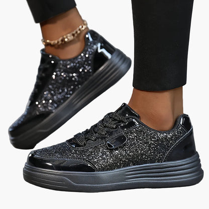 Dam Sneakers Plattform Glittrig Trendig Mode Promenadskor