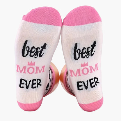 Damstrumpor med roligt budskap – Best Mom Ever presentstrumpor för kvinnor
