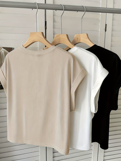 Dam T-shirt Kortärmad Modern Stil för Vardagsbruk och Avslappnad Look