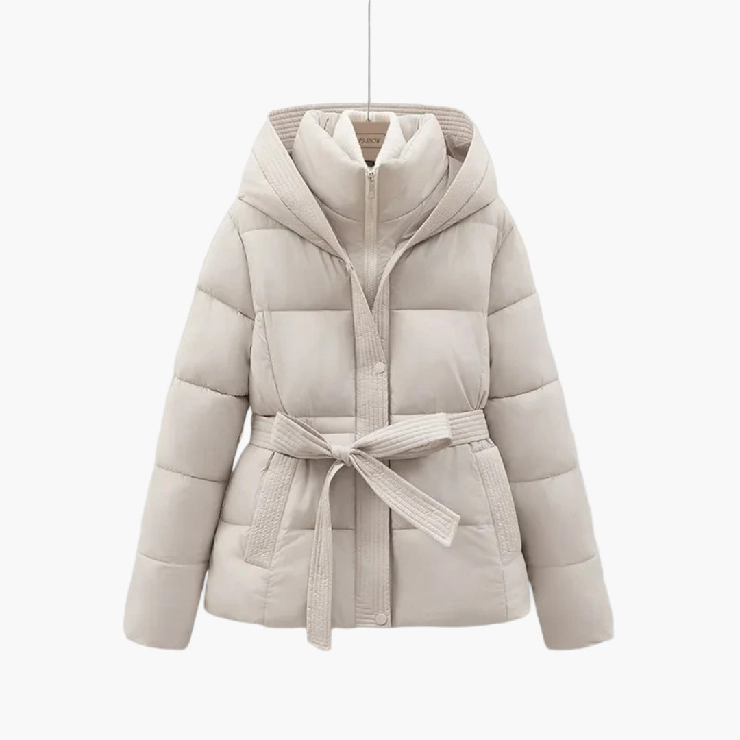 Dam Vinterjacka Parkas med Bälte – Elegant och Varm Kappa för Vardagsbruk