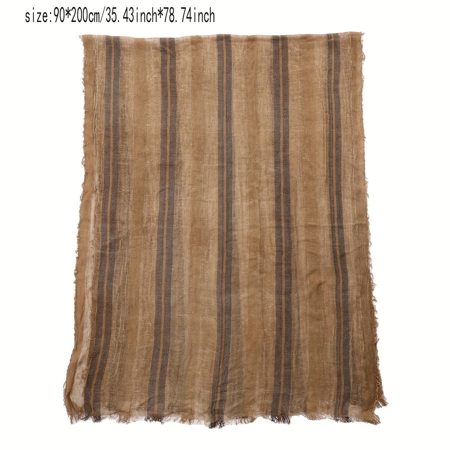 Randig scarf med fransar i mjukt material för unisex