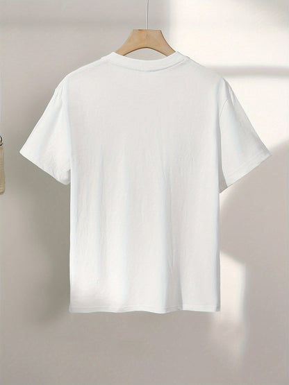 Dam T-shirt med abstrakt ansikte och modern konststil – casual för vår och sommar