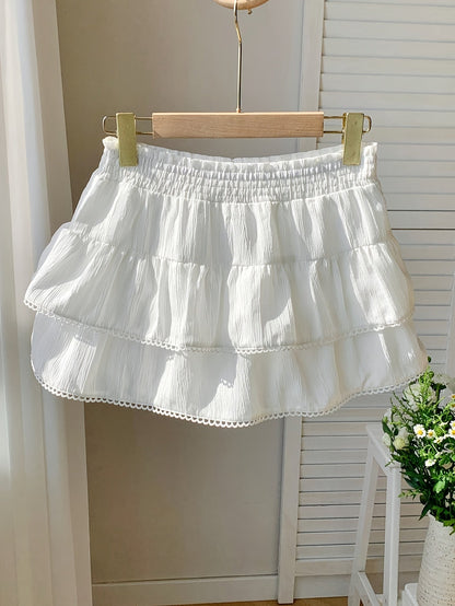Dam Kjol Mini Volang Romantisk Sommar Fest