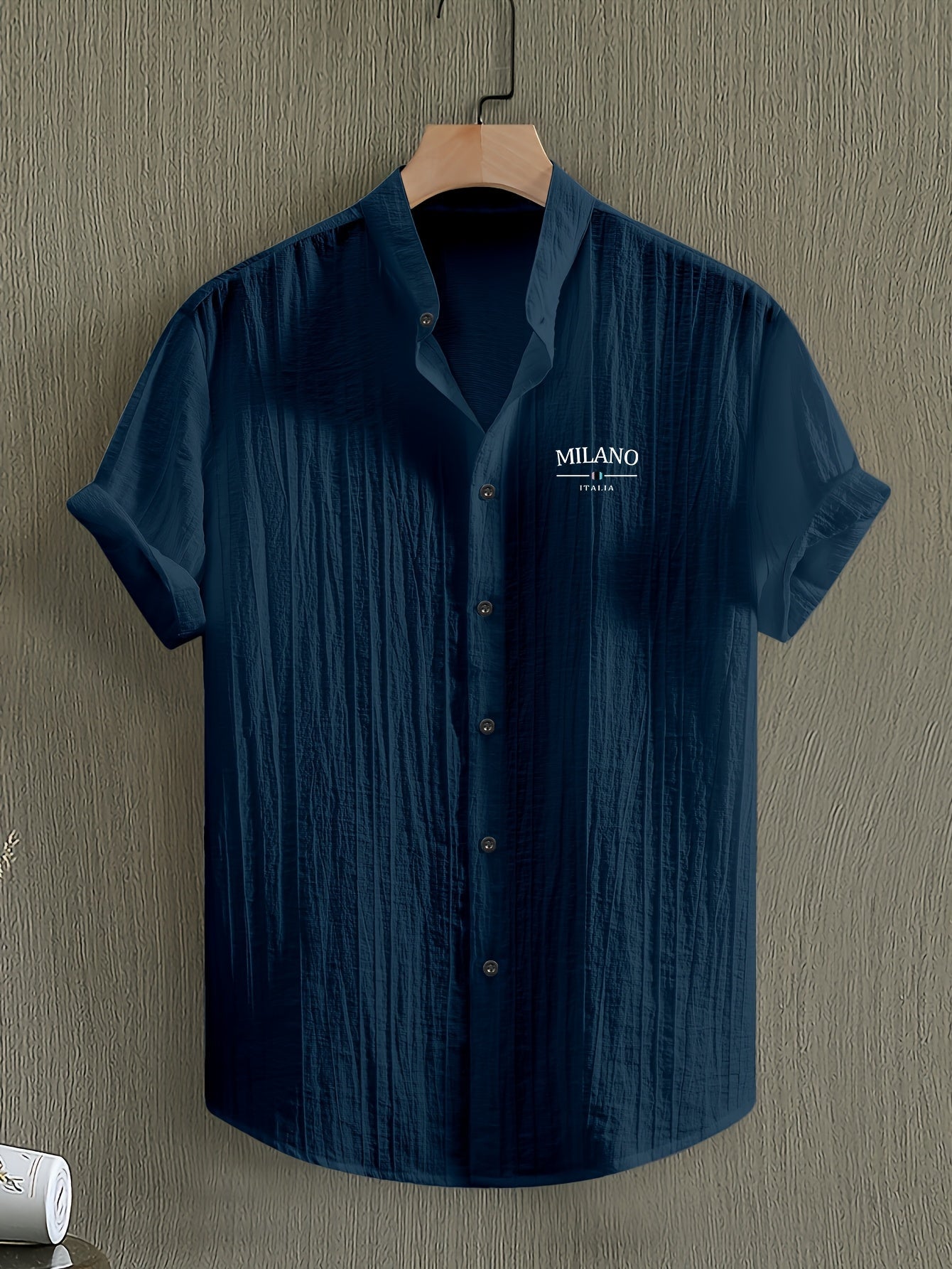 Herr Skjorta Milano Casual Med Ståkrage – Kortärmad, Elegant Sommarstil