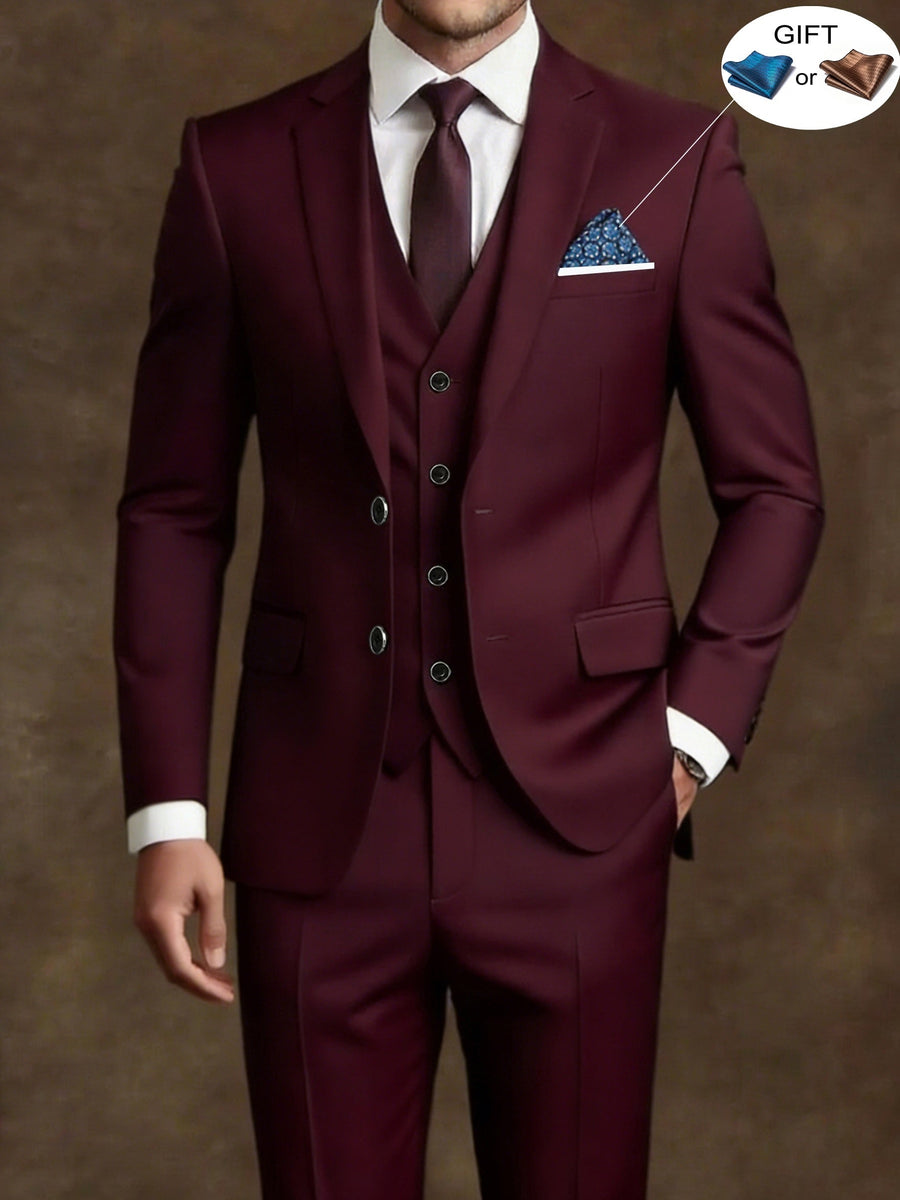 Men's 3-Piece Double-Breasted Slim Fit Suit