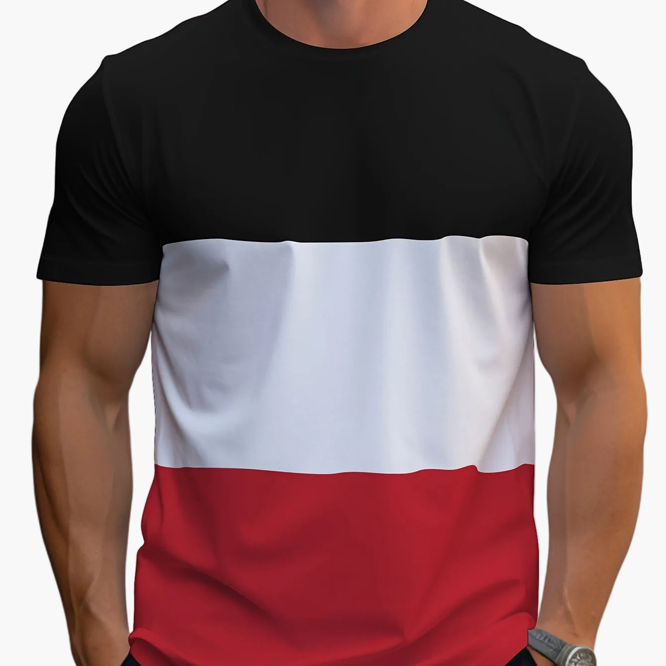 Herr T-shirt med färgblock – Modern och avslappnad stil för vardagsbruk